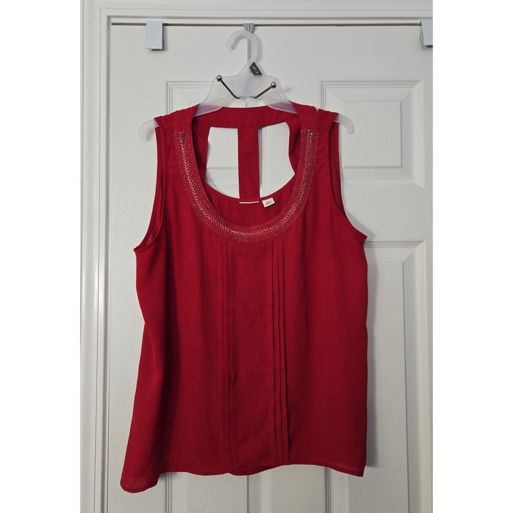 Womans Tank Top Red with Beaded Size XL